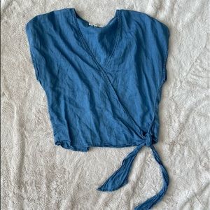 Chambray Wrap Top